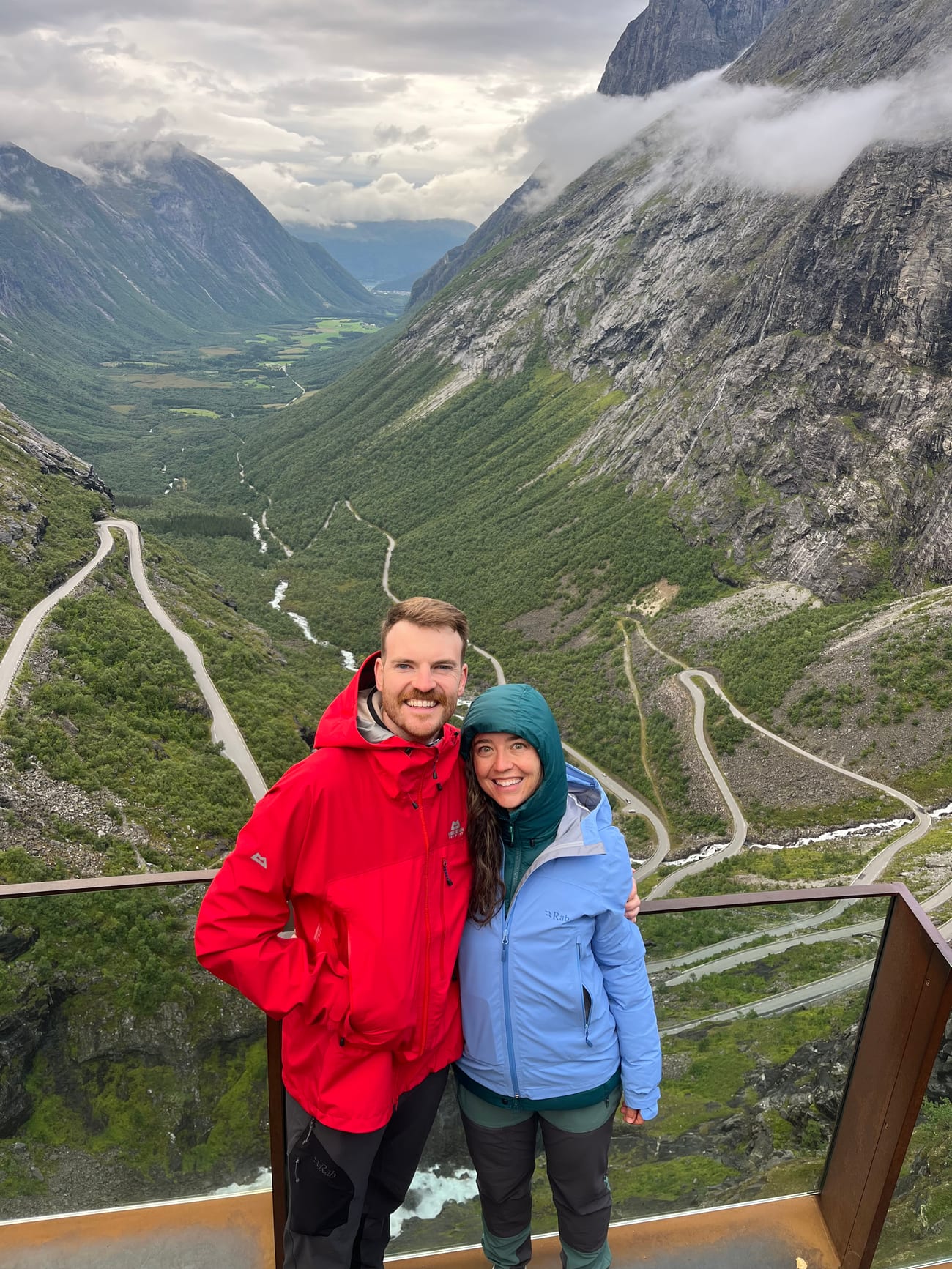 David and Lauren at a mountain overlook above a valley